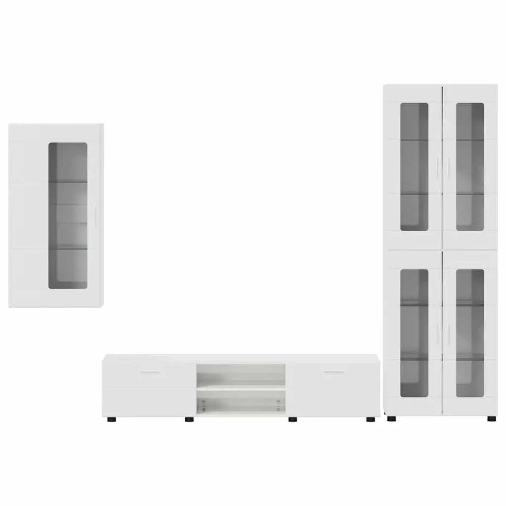 Set mobile TV FLORIN 3 pcs Bianco Lucido Legno multistrato 3397948