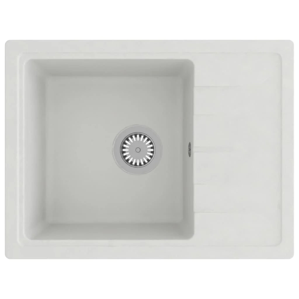 Lavello da cucina con foro troppopieno 58 x 44 cm granito bianco 02_0004359