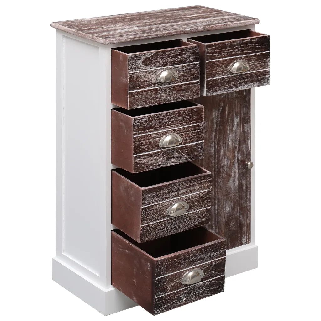 Credenza con 10 Cassetti Marrone 113x30x79 cm in Legno 284174