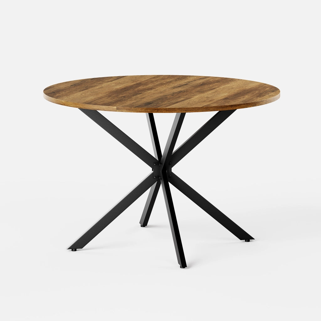 Tavolo da pranzo rotondo per 4-6 persone con gambe a X e piedi regolabili per cucina e soggiorno; 120 cm