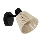 Faretti E Spot Rustico Country Seagard Acciaio Nero Tessuto Bianco 1 Luce E14