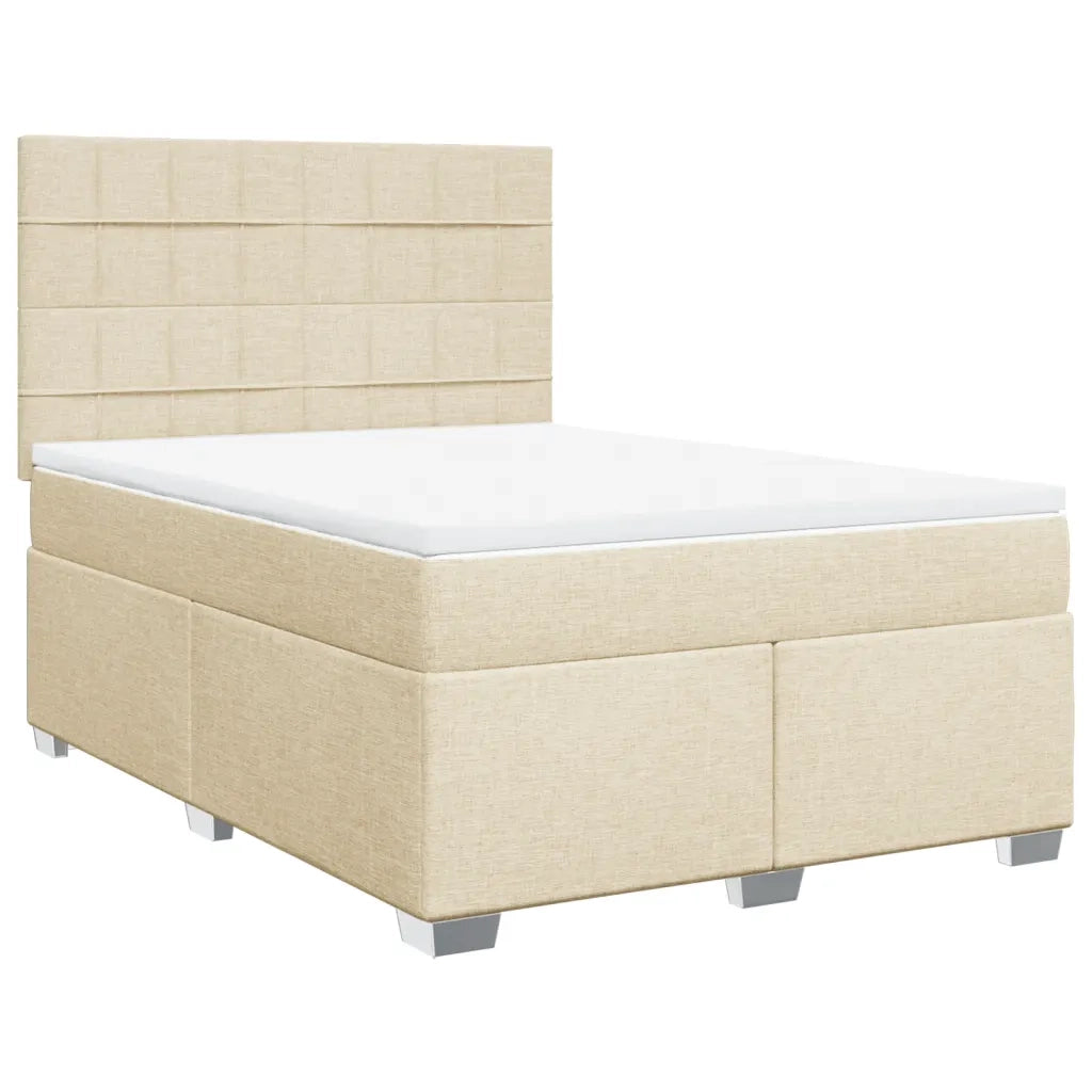 Giroletto a Molle con Materasso Crema 140x19 cm in Tessuto