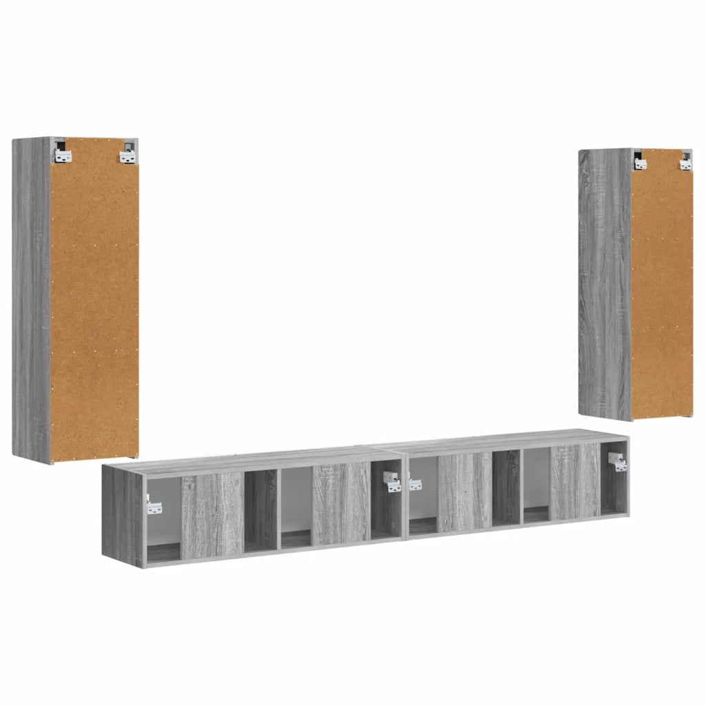 Set di Mobiletto da TV a Parete 4 pz-Credenza per TV sospesa Grigio Sonoma 512058