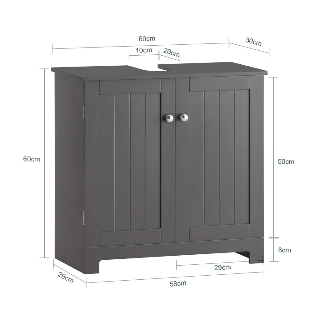 Mobile sottolavabo per Bagno con 2 Ante mobili bagno L60*P30*A60 cm Grigio BZR18-DG
