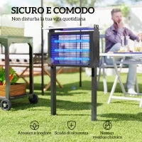 Lampada Antizanzare per Esterno a Energia Solare con 60 LED e Rete di Protezione, Nero