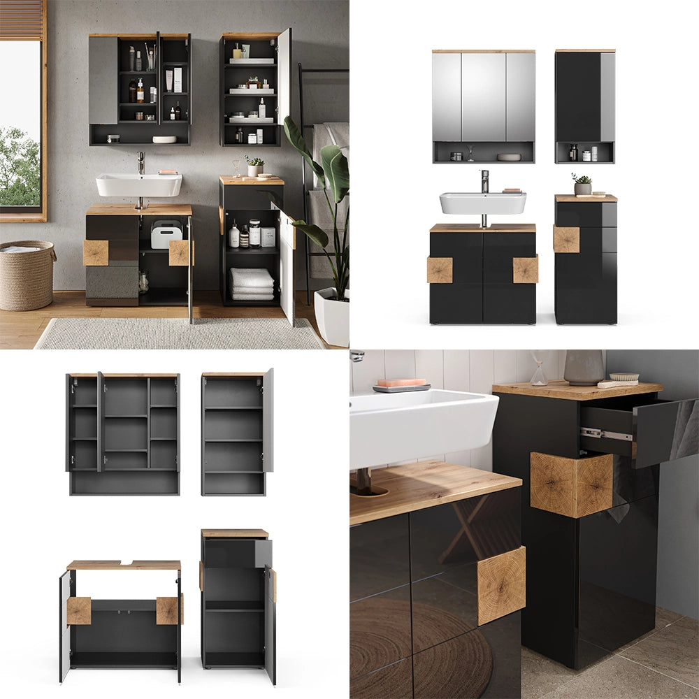 Vicco Set mobili bagno Antracite 4 parti