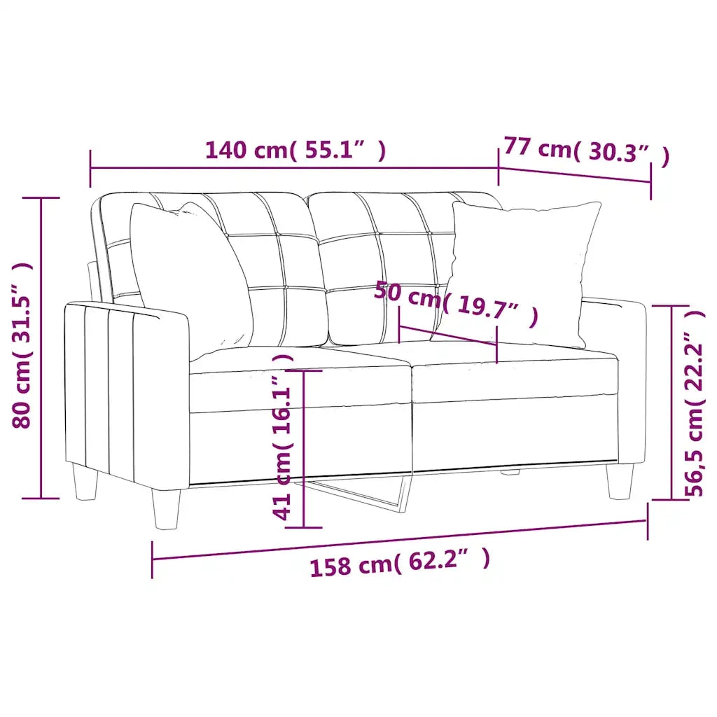 Divano a 2 Posti con Cuscini-Sofa 2 Posti con Cuscini Nero 140 cm in Similpelle 732094