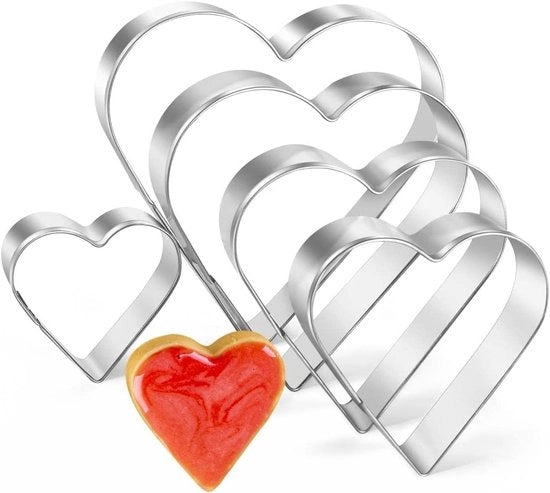 Cuore in forma di biscotto, set da 5, con forma di biscotto in acciaio inossidabile per biscotti di Natale, argento.
