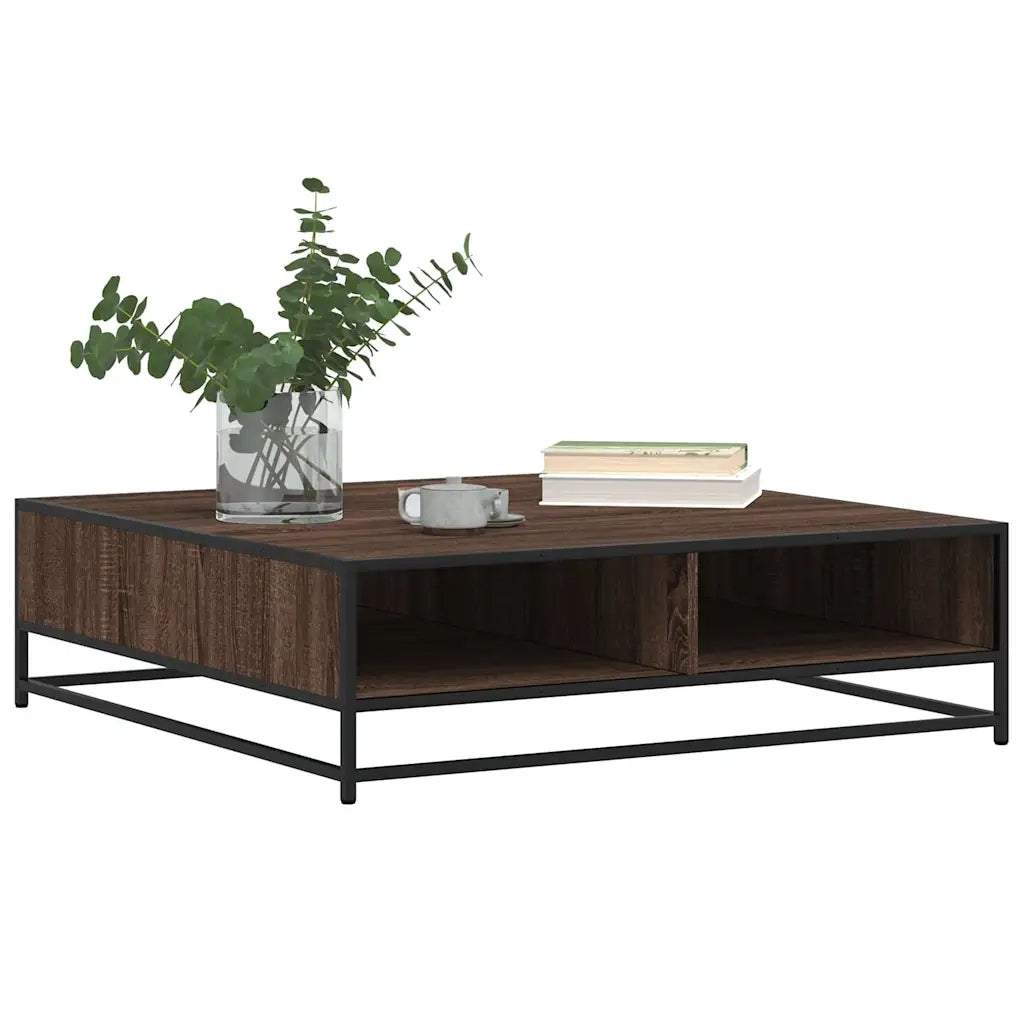 Tavolino Rovere Marrone 100x100x30 cm in Truciolato e Metallo