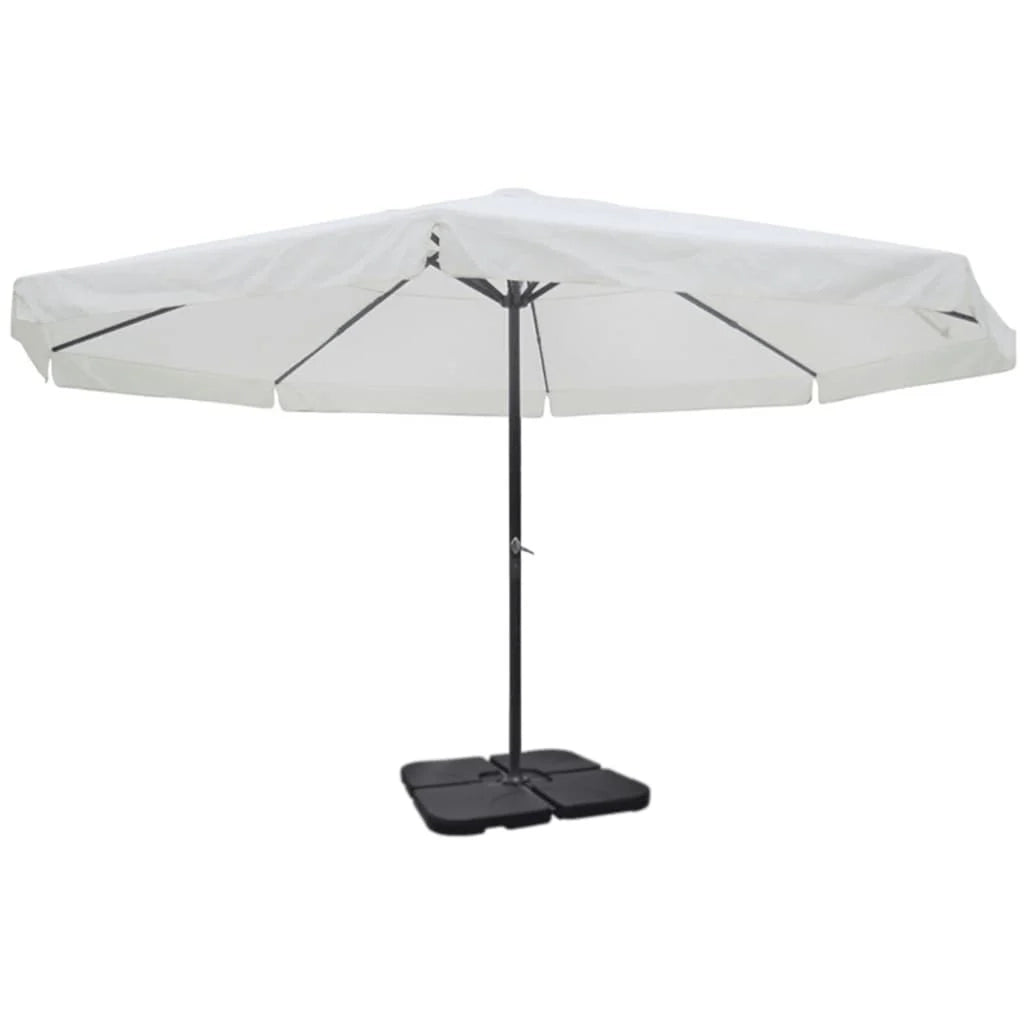 Grande ombrellone da esterno diametro 5 m in alluminio con base mobile bianco 02_0008145