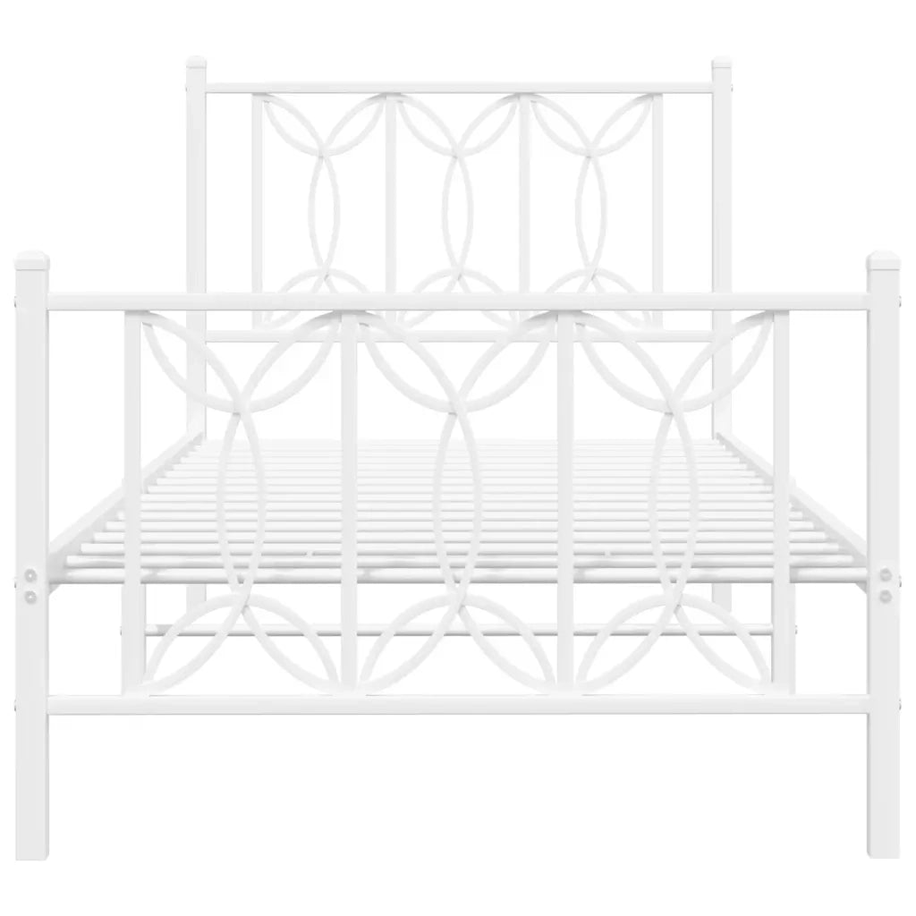 Giroletto con Testiera e Pediera Metallo Bianco 90x190 cm 376187