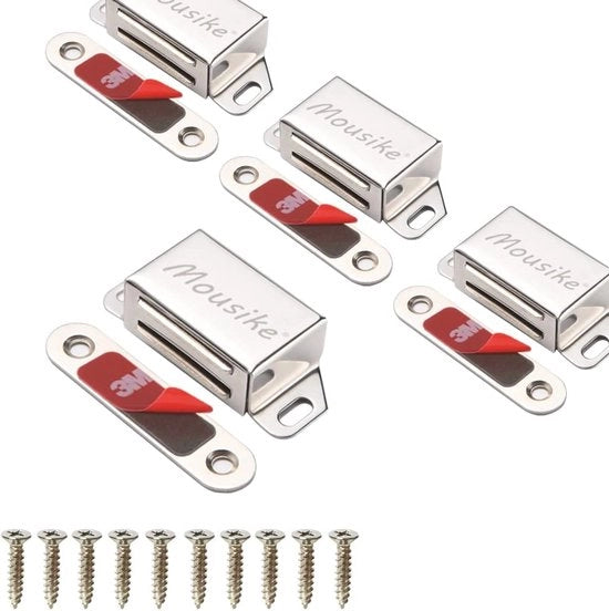 Blocco Magnetico per Porte 15KG Acciaio Inossidabile per Armadi Cucina e Cassetti - 4 Pezzi