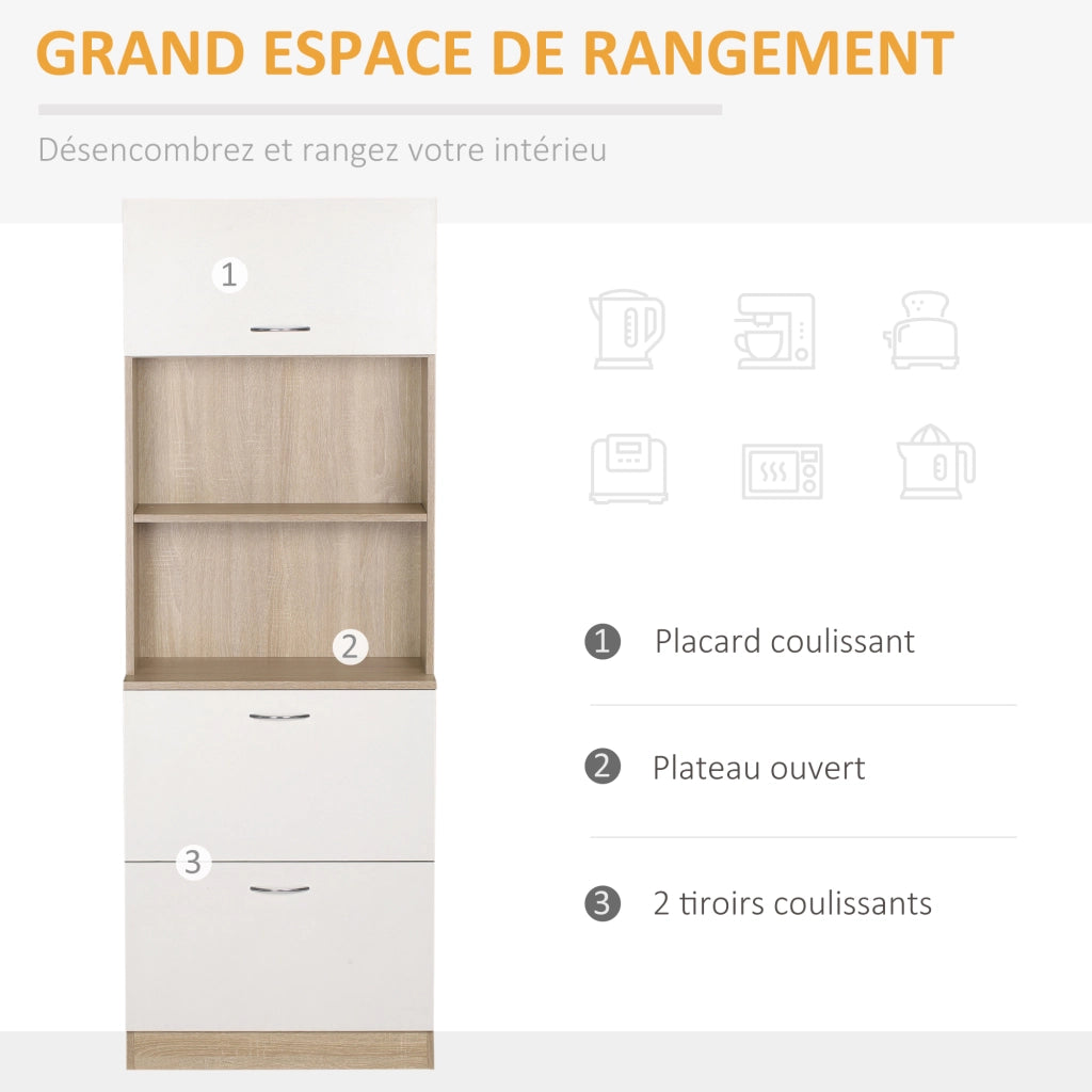 Mobile cucina contenitore ¨C Xylo ¨C 2 cassetti 1 anta bianco MDF 60x38x168 cm