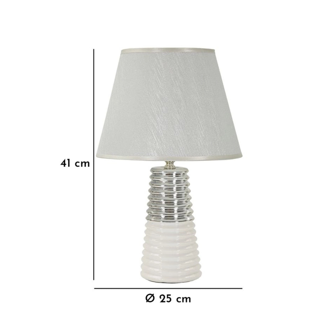 Lampada da Tavolo VKH117, Bianco, Ceramica, 25x25x41 cm