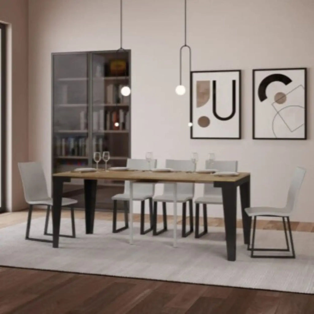 Consolle allungabile 90x40/300 cm Flame Evolution quercia natura telaio e gambe antracite
