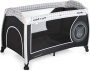 Letto da Viaggio 4-Delig 120 x 66 Cm - Adatto Da Bambini Da 0 A 15 Kg - Incluso Materasso Ruote Tasca - Portatile - Opaco e Stabile - Vibrazioni Cool Nera - Culla Accessoria
