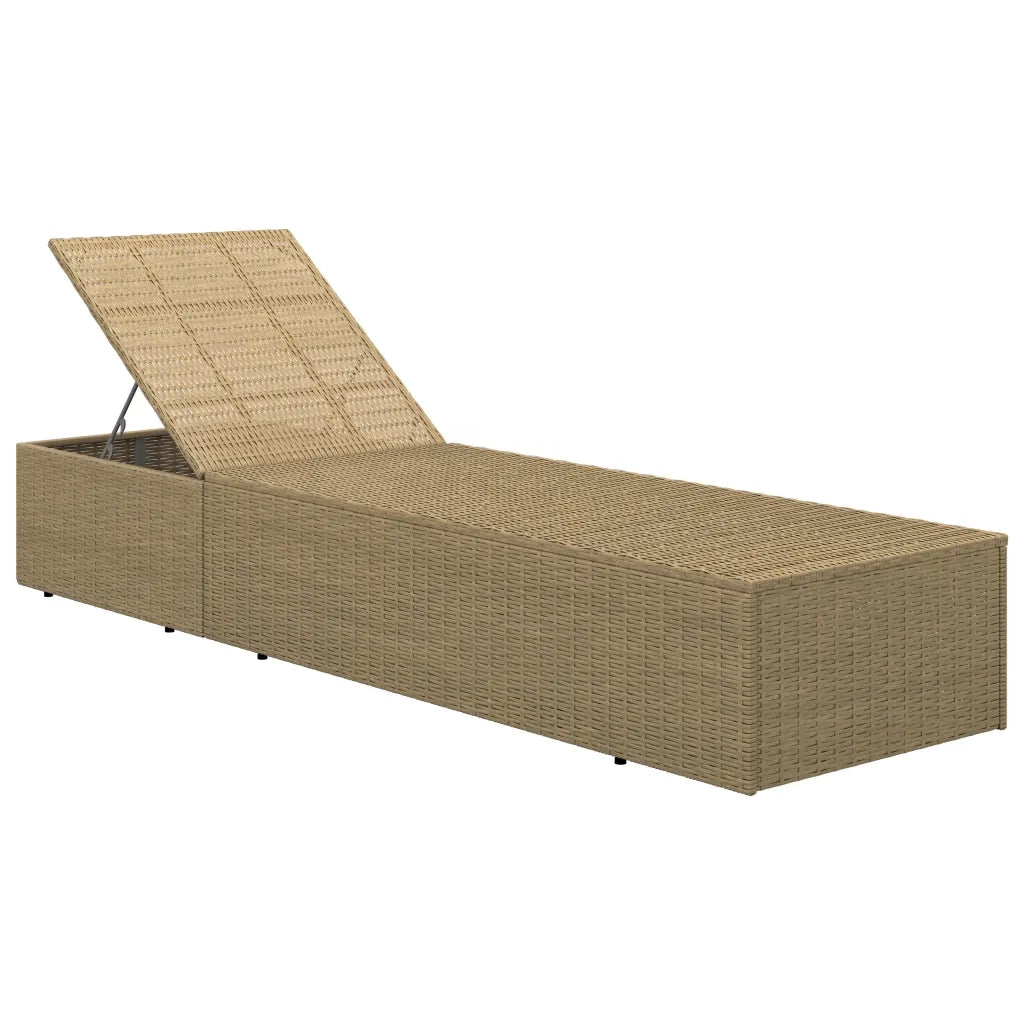Lettino Prendisole | Sdraio da giardino | Lettino da sole in Polyrattan Marrone e Bianco Crema