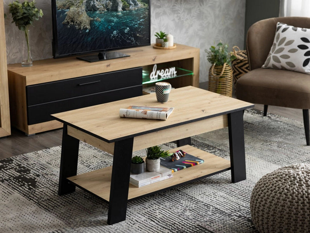 Casaglia, Tavolino da Salotto un Vano, 101x54.5x46.5h cm Marrone Rovere Nodi