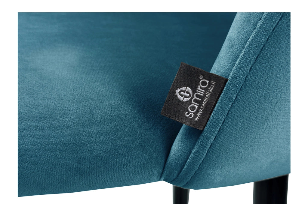 Sgabello cucina imbottito, sgabello alto in velluto blu petrolio - Zoe - SG27ZOPM