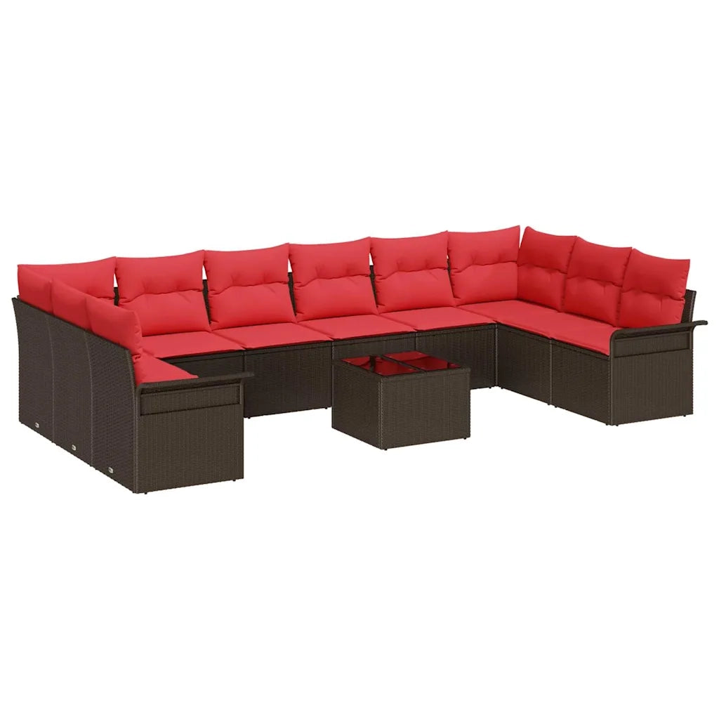 Set Divano da Giardino 11 pcs Marrone polyrattan