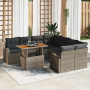 Set Divano da Giardino con cuscino 9 pcs Grigio