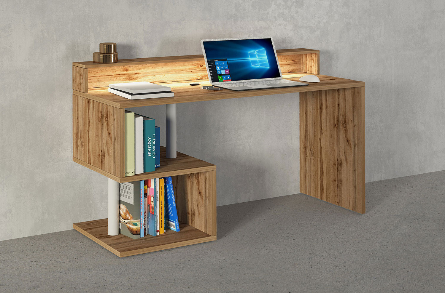 Scrivania a Giorno 140x60x92,5 cm Esse Rovere Wotan