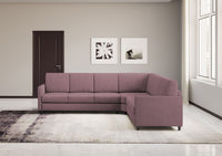 Divano Angolare 6 Posti 281x241x85 cm Karay in Tessuto Prugna