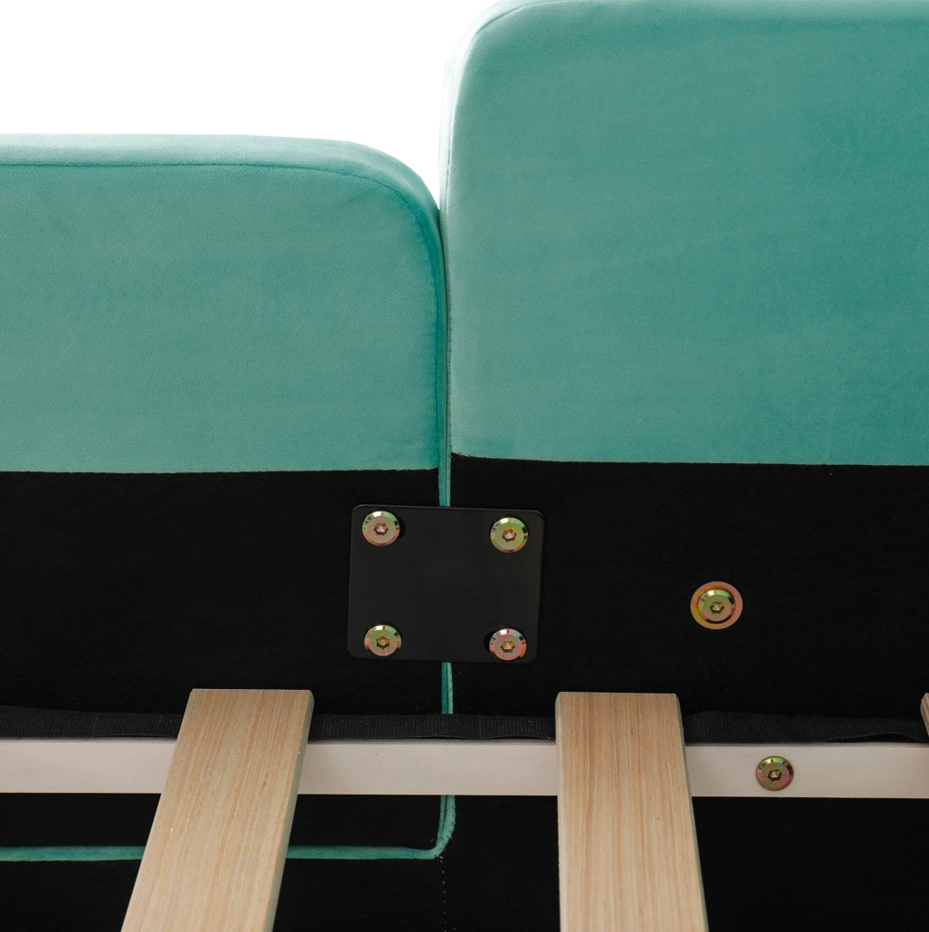 Letto a forma di auto 90x200 cm con scivolo e scala; velluto blu-verde