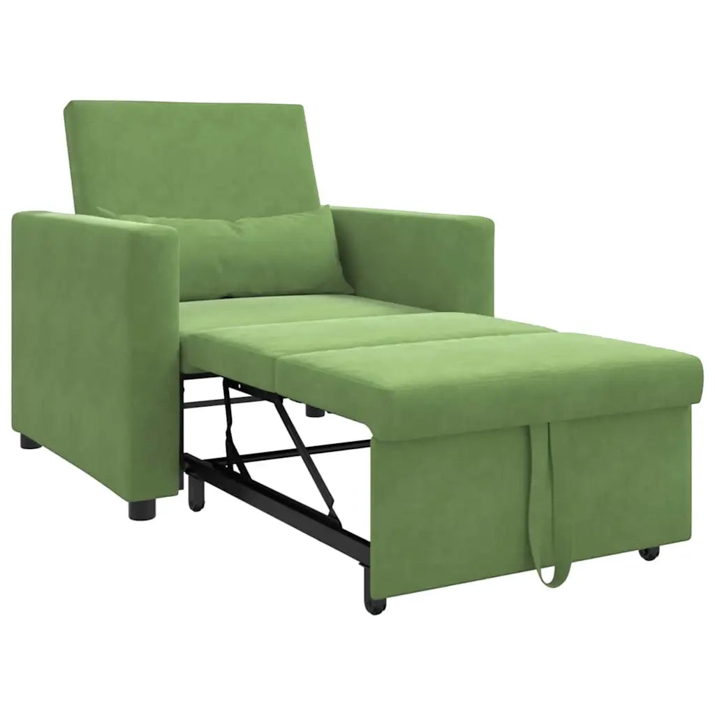 Divano letto | Sof¨¤ letto | Letto singolo estraibile singolo con ruote Verde chiaro Velluto
