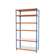 Scaffale in metallo Simon Rack senza viti colore blu/arancio/galvanizzato 6 ripiani 2500x1100x500 mm Made in Spain