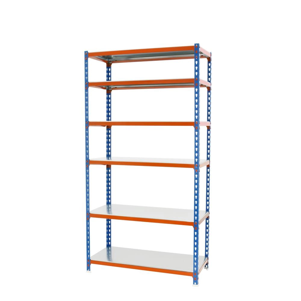 Scaffale in metallo Simon Rack senza viti colore blu/arancio/galvanizzato 6 ripiani 2500x1100x500 mm Made in Spain