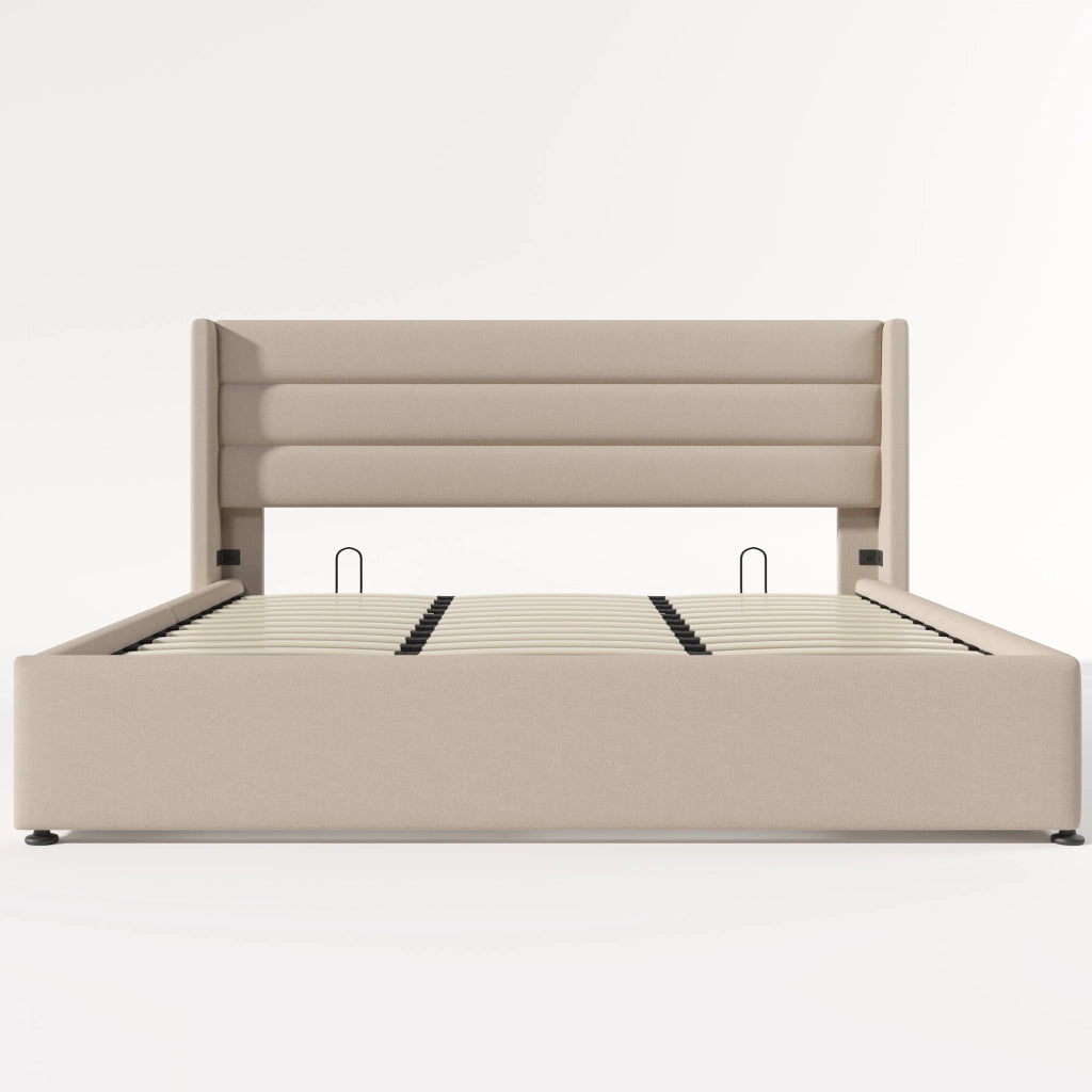 Letto imbottito 180x200 - Xylo - Struttura idraulica colore beige