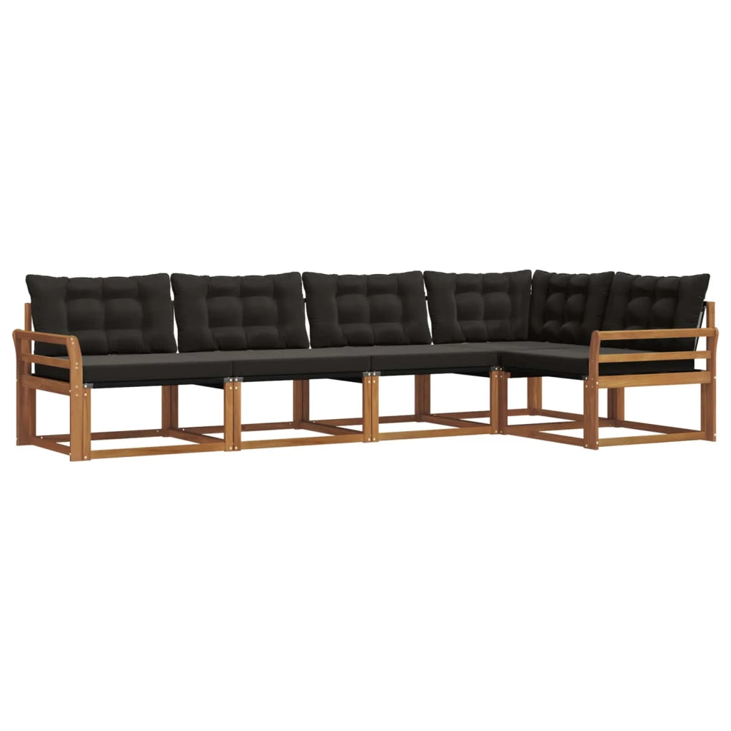Set di divani da esterno con cuscino 5 pcs Naturale e Nero 3369459
