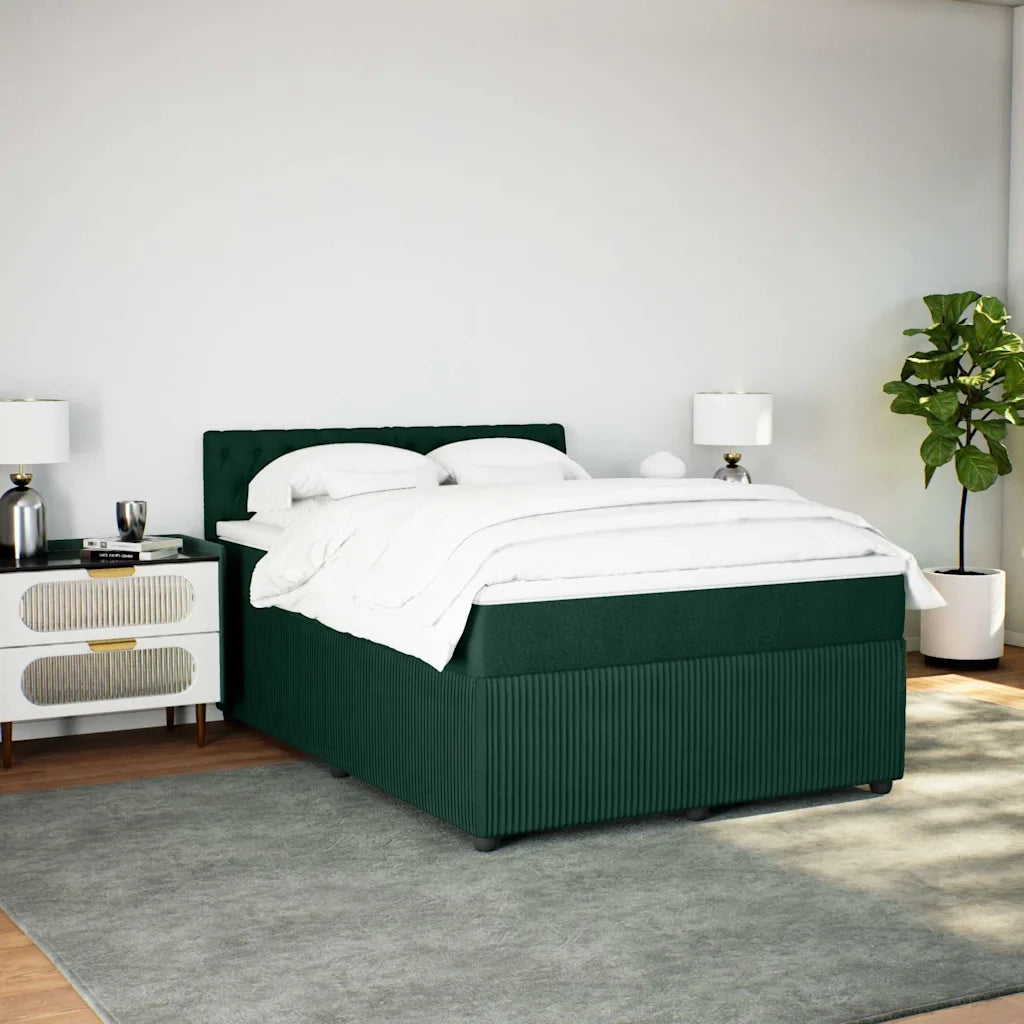 Giroletto a Molle con Materasso Verde Scuro 140x190 cm Velluto