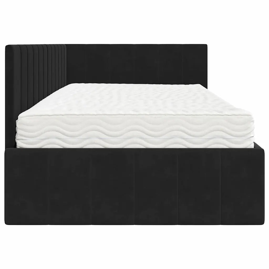 Struttura Letto Angolare con Materasso 2 pz-Giroletto con materasso Nero Velluto 953350