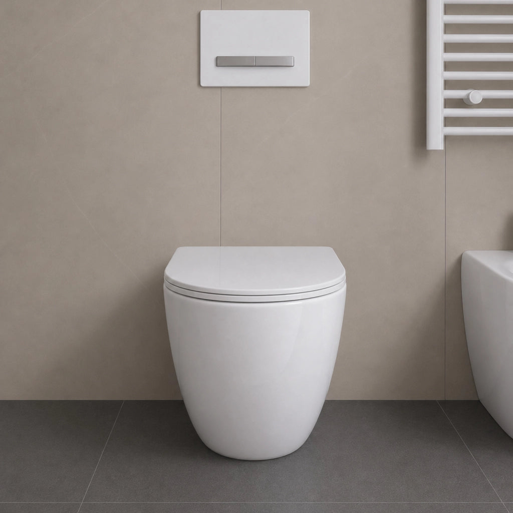 Vaso wc ceramica serie venere a pavimento filo parete bianco lucido *** accessori senza brida, confezione 1