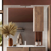 Specchio bagno con pensile e lampada LED Salemi 80x110h colore rovere mercure