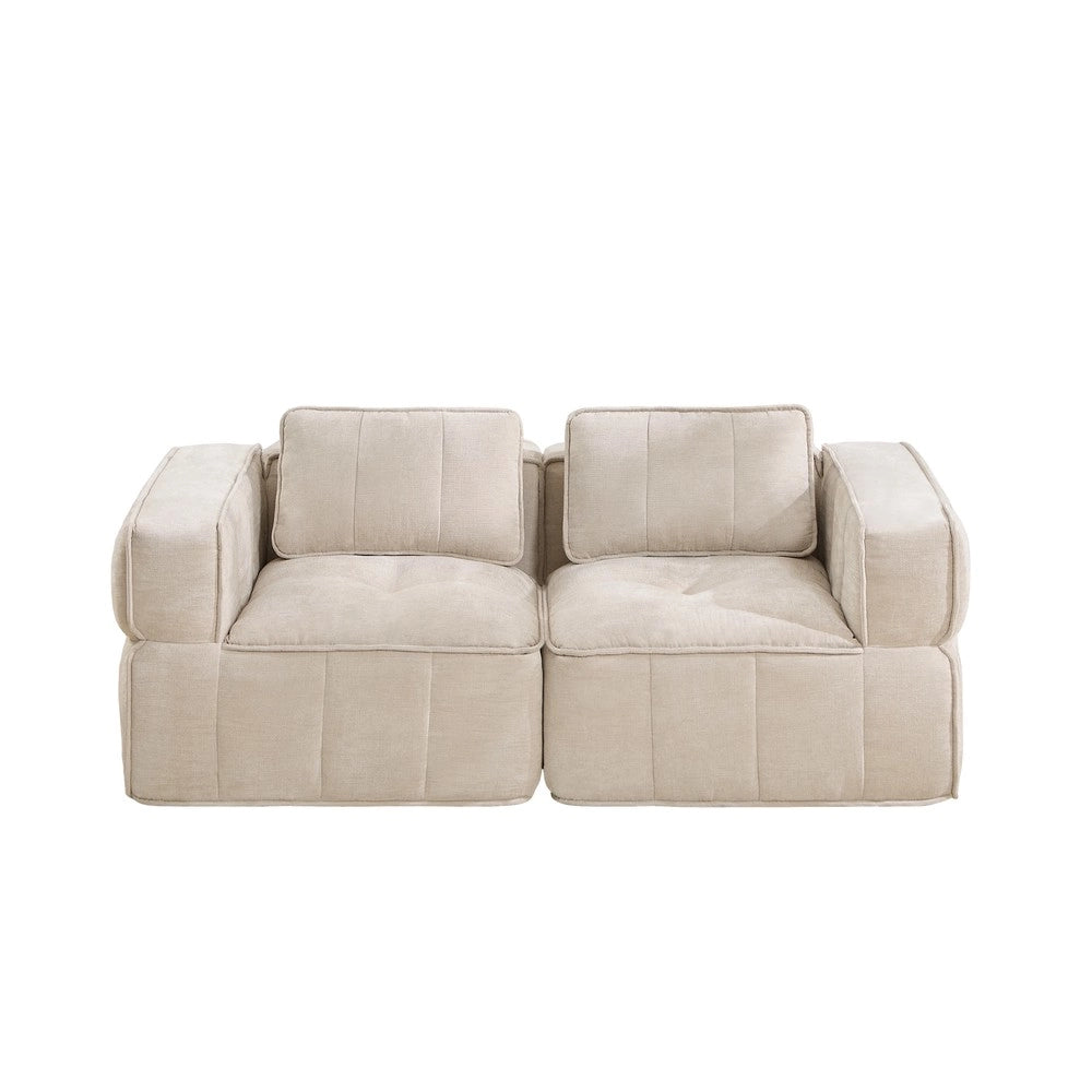 Divano angolare 2 posti ¨C Minimal ¨C tessuto beige senza braccioli imbottito