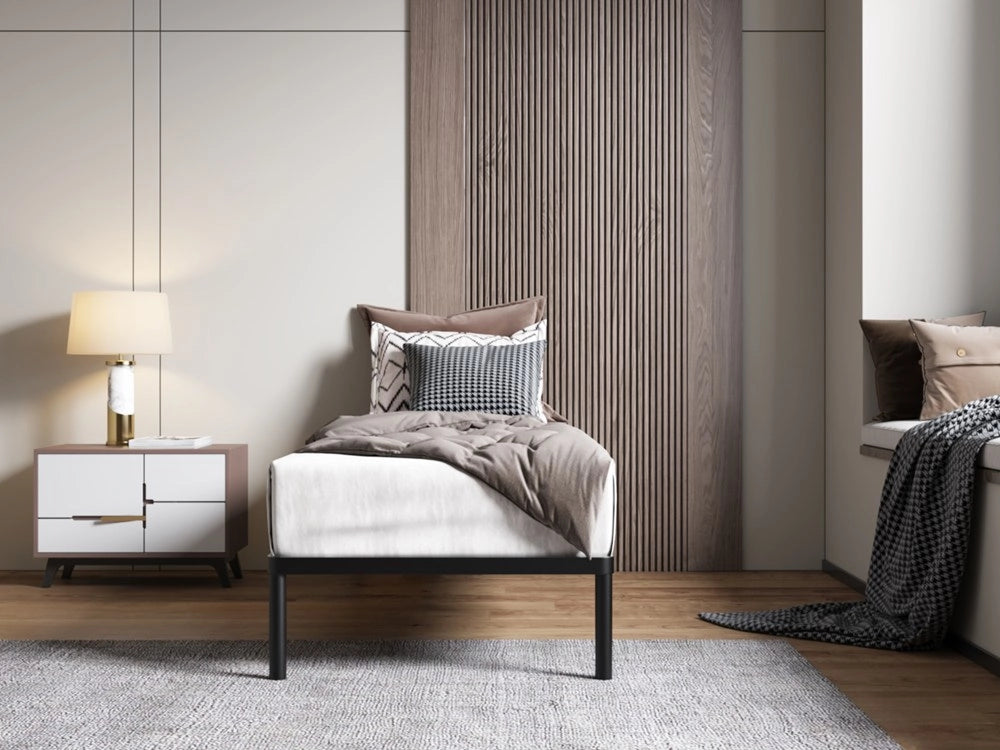 Rete letto BED ALU 80x200 metallo legno listelli moderno nero