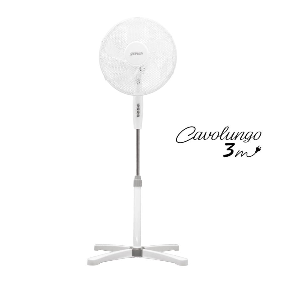 VENTILATORE A PIANTANA 40 CM OSCILLANTE 3 VELOCITA TERMOPLASTICO BIANCO
