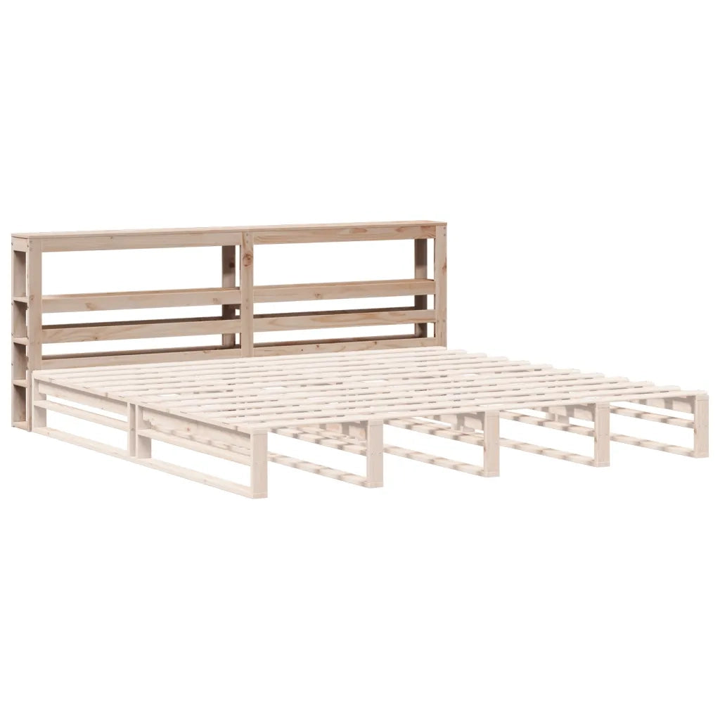Testiera con Ripiani 200 cm in Legno Massello di Pino 850872
