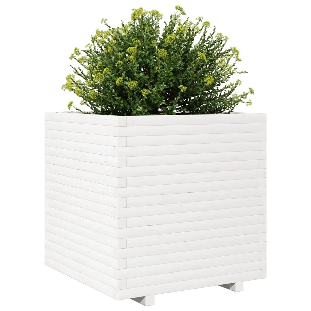 Fioriera da Giardino Bianca 70x70x72 cm Legno Massello di Pino 3282620