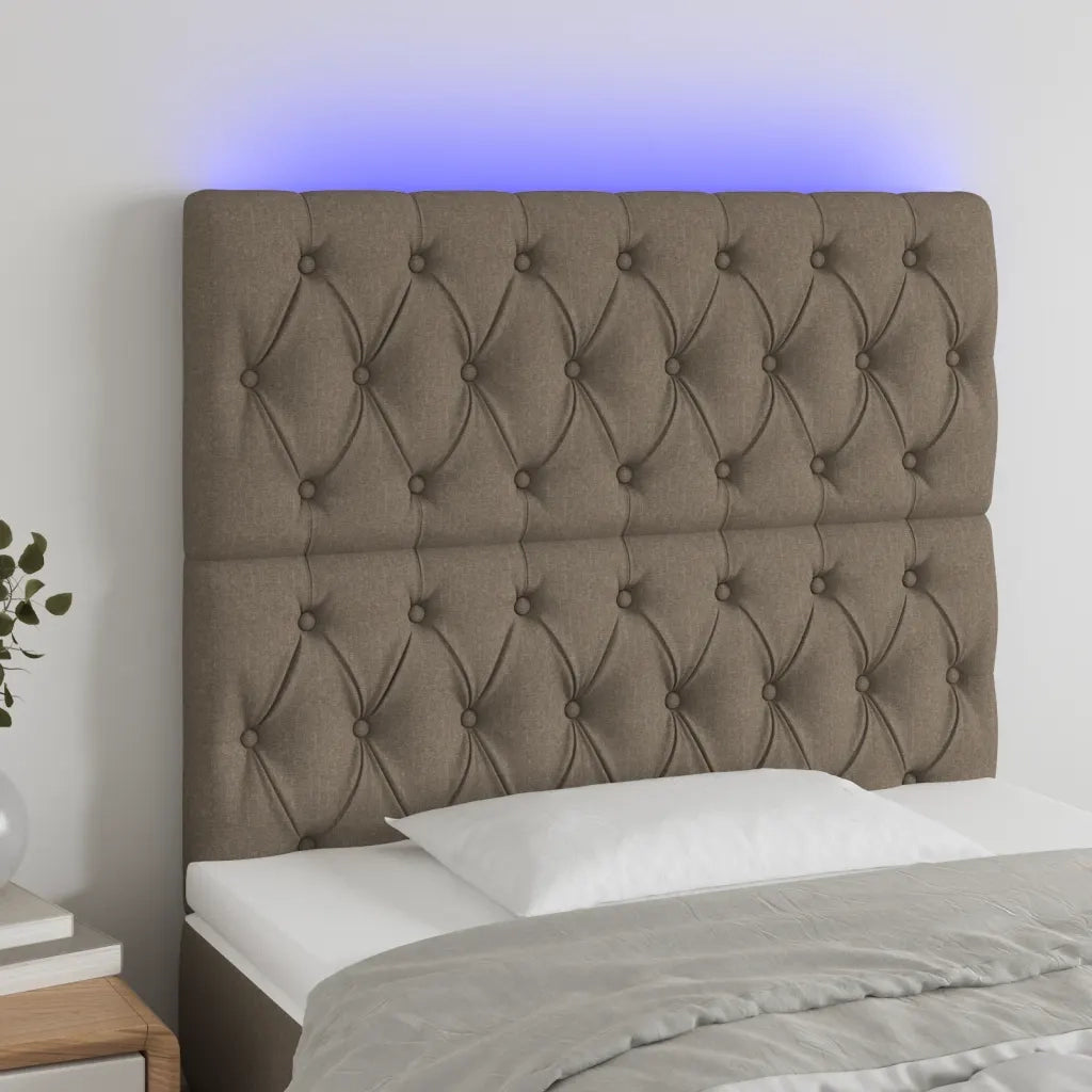 Testiera | Testata a LED tortora 90x7x118/128cm in Tessuto