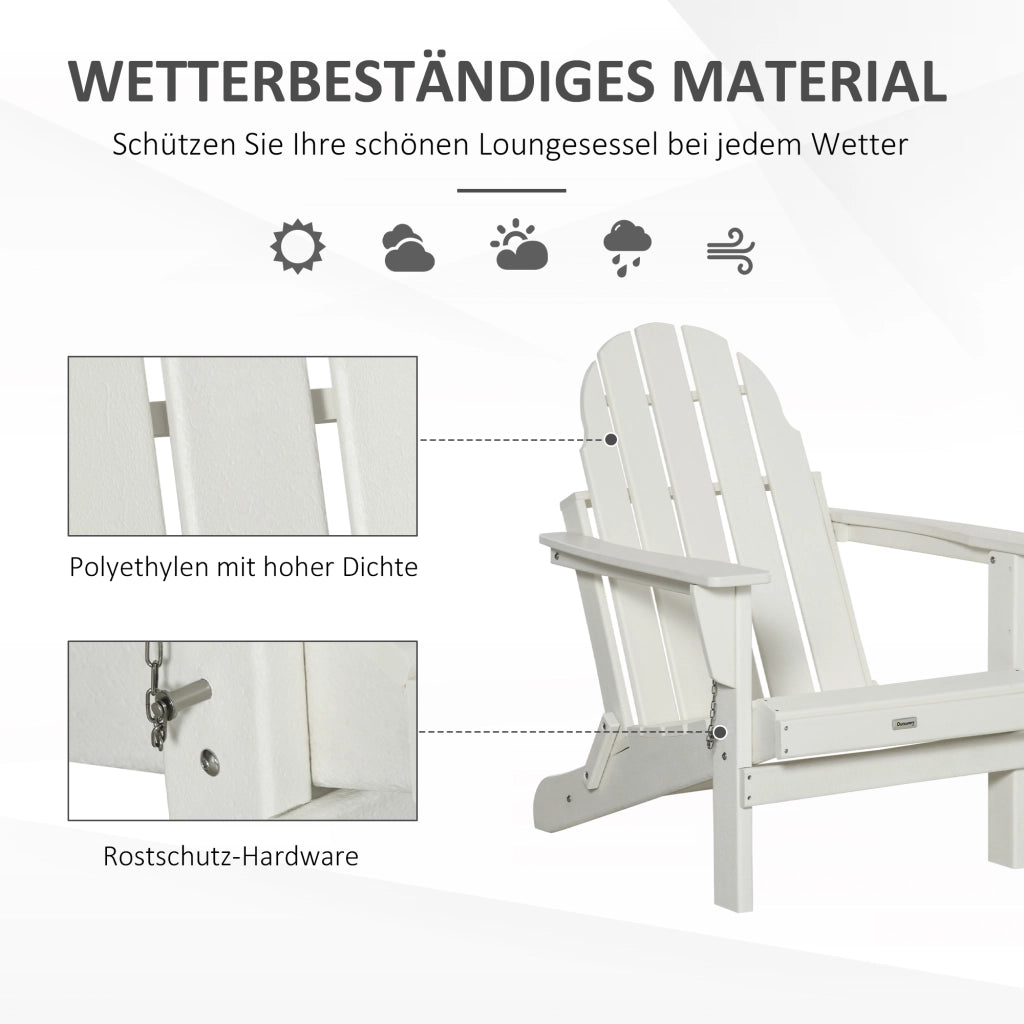 Sedia Adirondack pieghevole per balcone e giardino bianca
