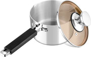 Padella in acciaio con contenitore per latte a 3 strati in acciaio inossidabile - 16 cm - 1,9 l - induzione - salutare - lucidato a elevato risalto - adatto a tutti i fornelli