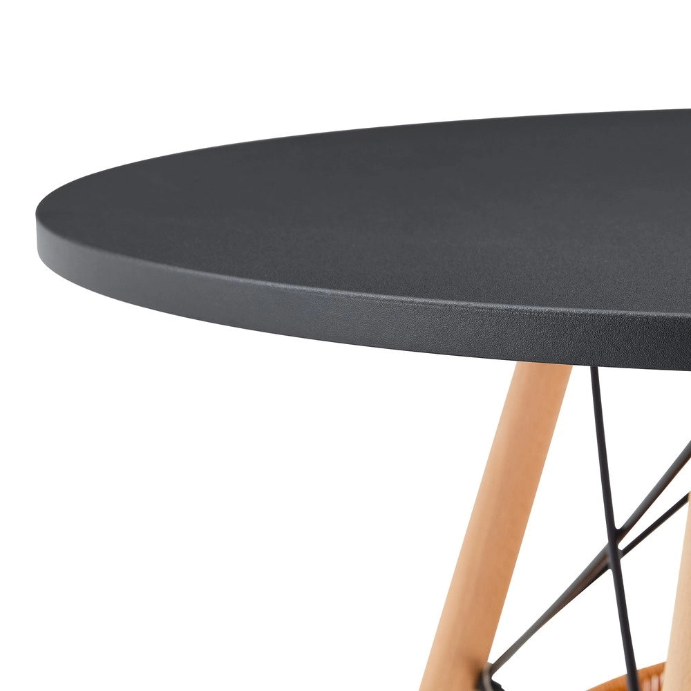 Tavolo da Pranzo Rotondo ¨C MINIMAL ¨C Piano MDF Nero, Gambe Massello, ?80 cm, 2-4 Persone