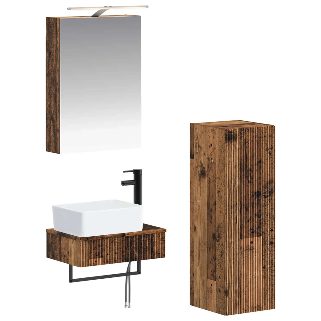Set di Armadi da Bagno 4 pcs Legno antico 50 x 14,5 x 70 cm 3407389