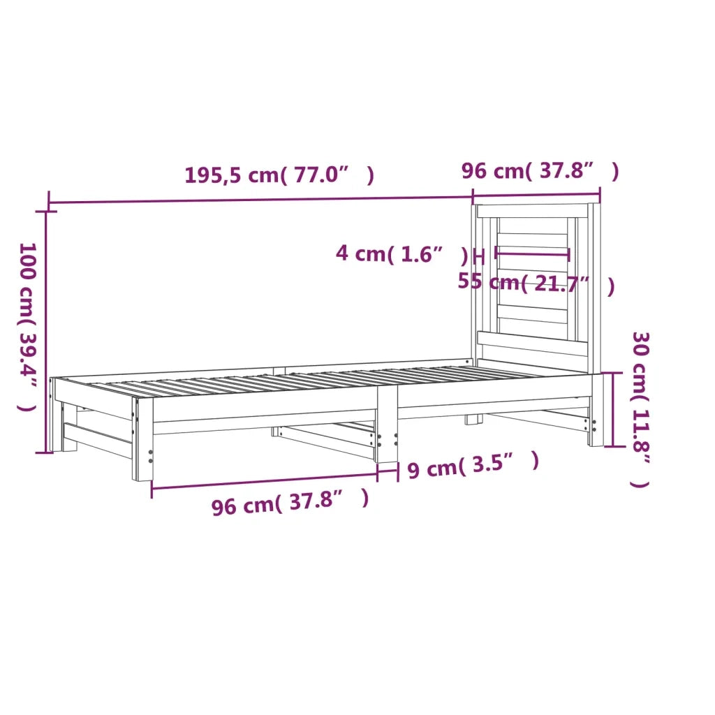Letto singolo | Letto per adulti | Dormeuse Estraibile 2x(90x190) cm Legno Massello di Pino
