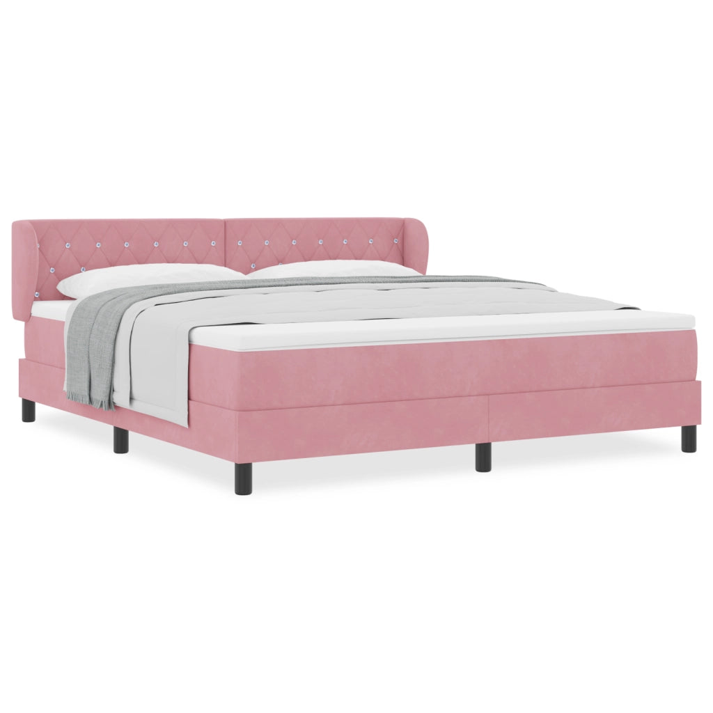 Letto a Molle a Tasca con Materasso Rosa 180x200 cm Velluto