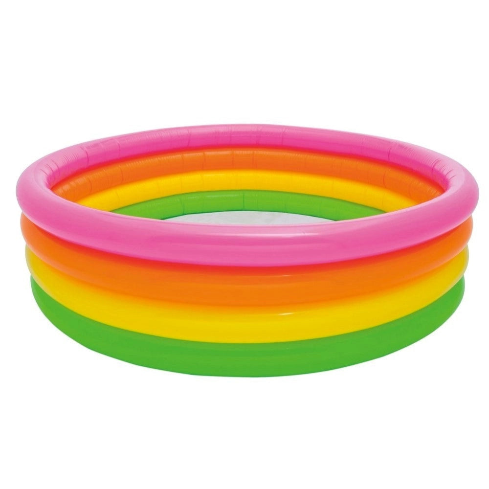 Trade Shop - Piscina Gonfiabile Per Bambini Arcobaleno A 4 Anelli Colorati 168 X 46 Cm -